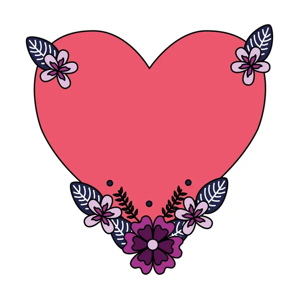 Amor romántico corazón flores — Vector de stock