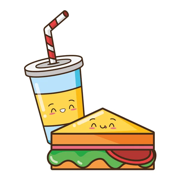 Fast food kawaii — Image vectorielle