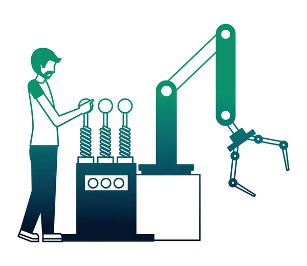 Operador con icono de máquina de mano robótica — Vector de stock