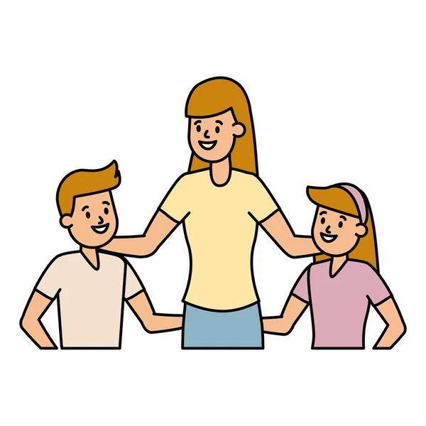Moeder met zoon en dochter — Stockvector