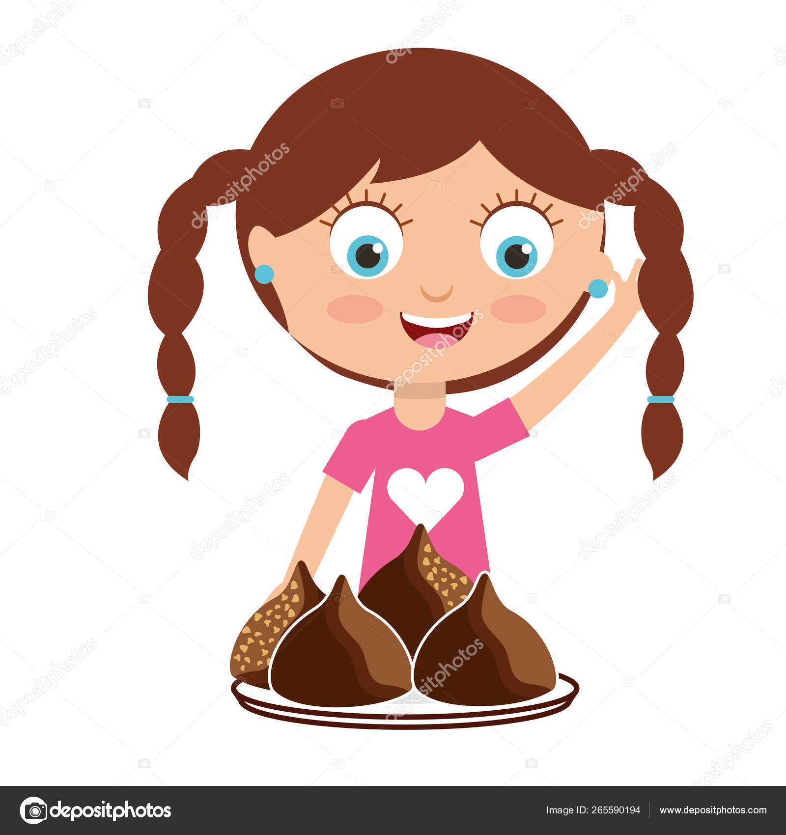 Cute girl with chocolate candies Stock Vector Image by ©yupiramos #265590194 Cute girl with chocolate candies Stock Vector Image by ©yupiramos #265590194