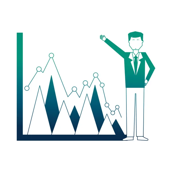 Pengusaha dengan karakter avatar grafik statistik - Stok Vektor