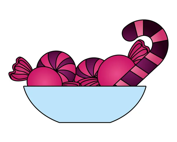 Bol en verre avec bonbons sucrés confiserie — Image vectorielle