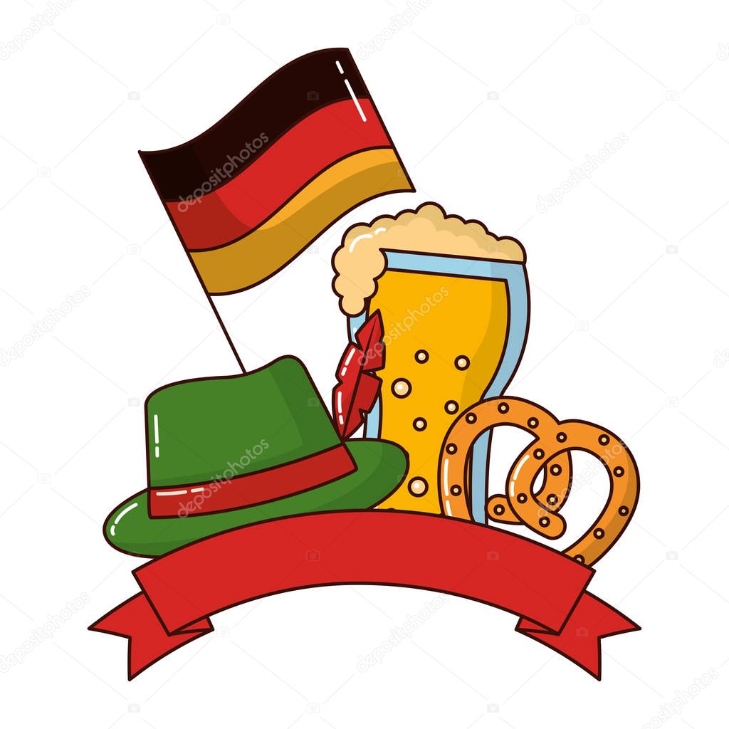 germany flag with oktoberfest icons