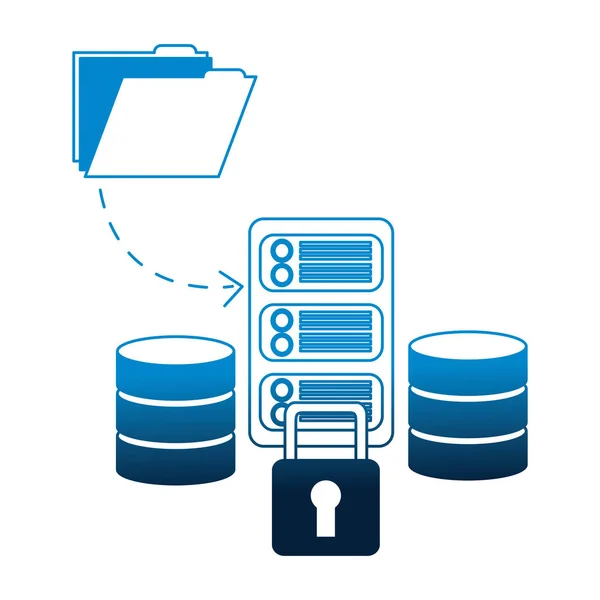 Base de datos servidor centro archivo información seguridad — Vector de stock