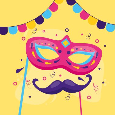 Karnaval maskesi ve bıyıklı