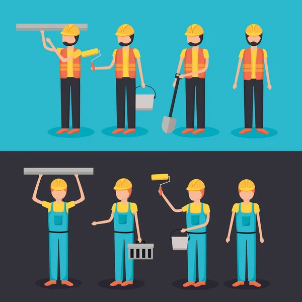 Equipo de construcción del trabajador — Vector de stock