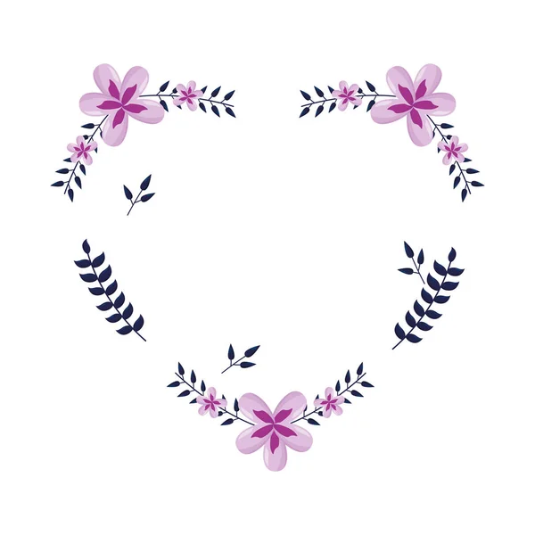 Fleurs en forme de coeur — Image vectorielle