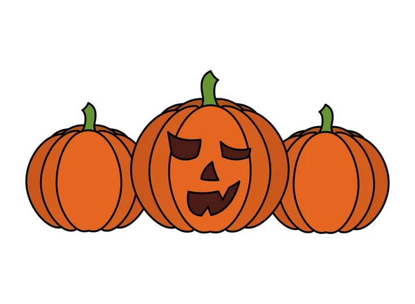Ensemble de citrouilles halloween icône isolée — Image vectorielle