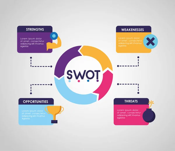 SWOT-İnfografik Analizi — Stok Vektör