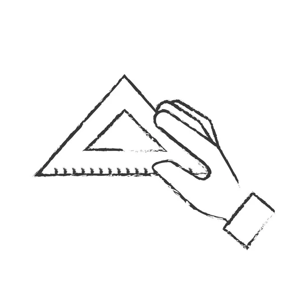 三角定規の供給を持っている手 — ストックベクタ