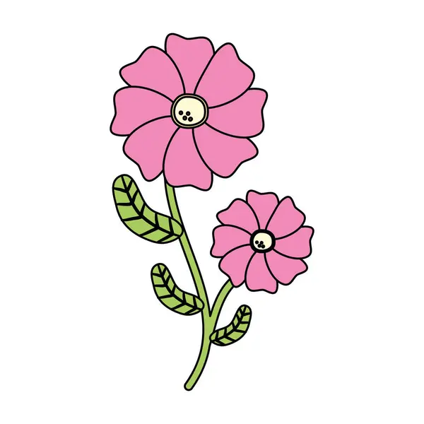 Fleur avec tige et feuilles — Image vectorielle