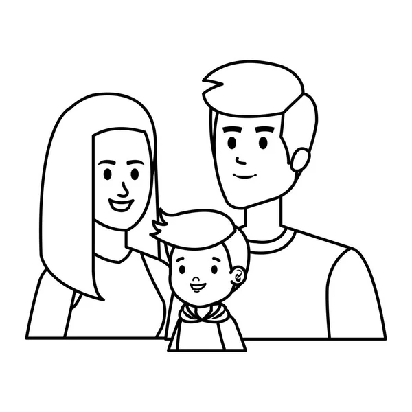 Couple de parents avec fils personnages — Image vectorielle