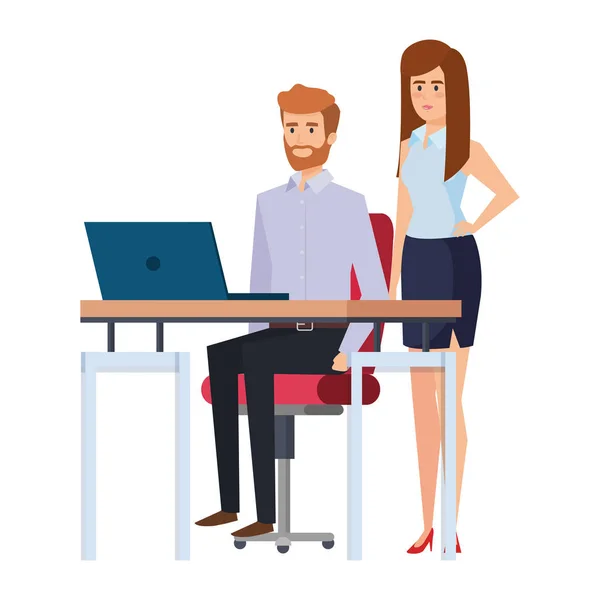 Business couple in the workplace — Stock Vector