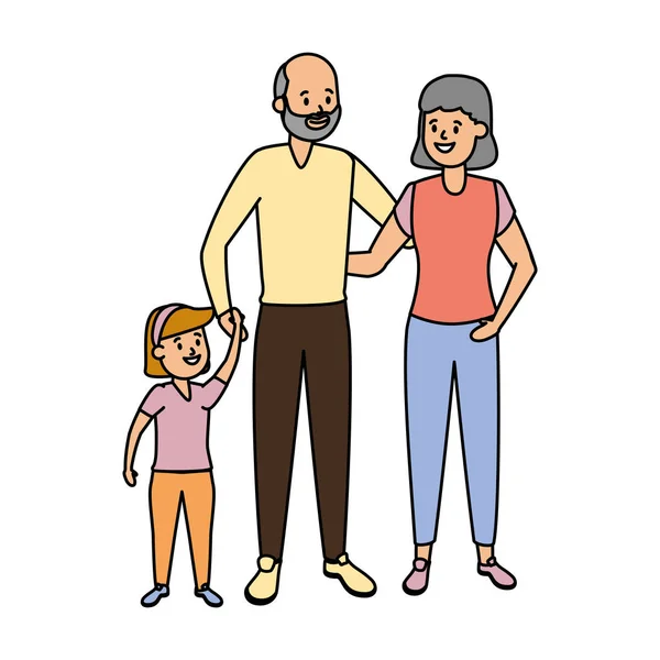 Far-och morföräldrar och barnbarn — Stock vektor