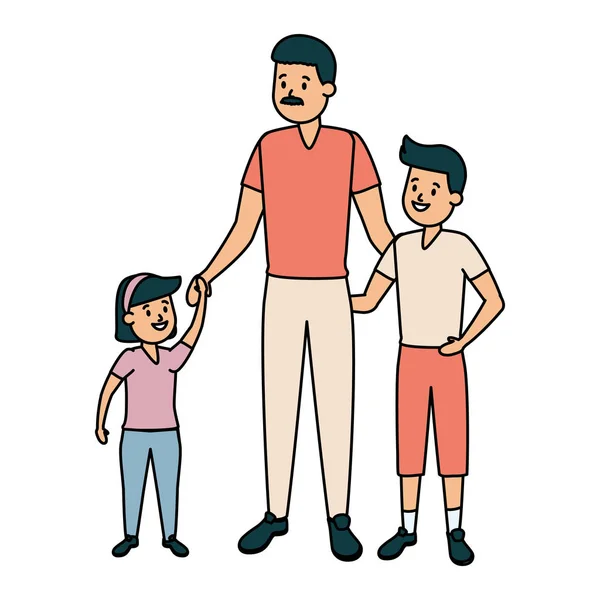 Father with son and daughter — Stock Vector