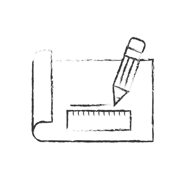 Diseño gráfico regla lápiz papel equipo — Vector de stock