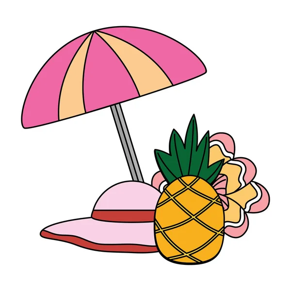 Ananas kapelusz kwiat lato parasol tropikalny — Wektor stockowy