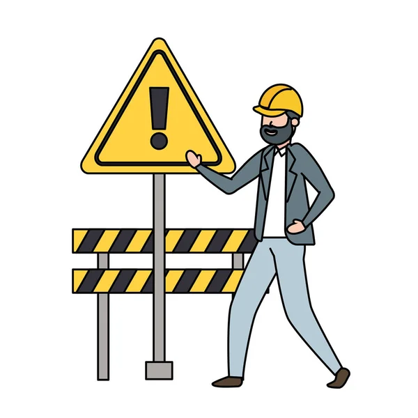 Contractor man barrier — Stock Vector