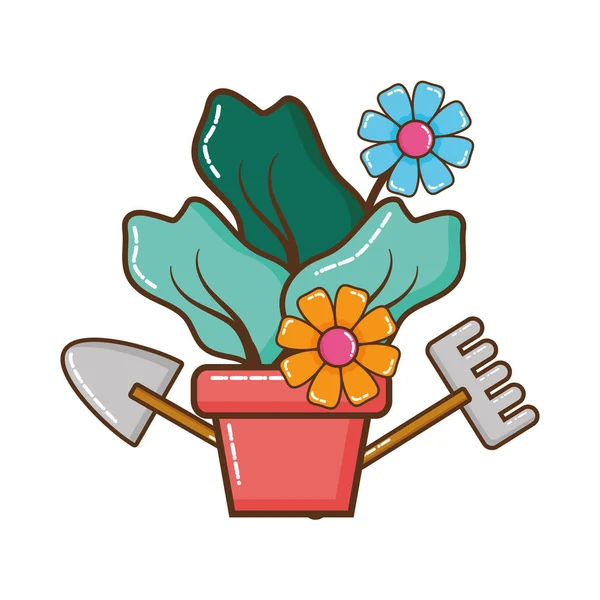 House plant pot isolated icon — Stock Vector