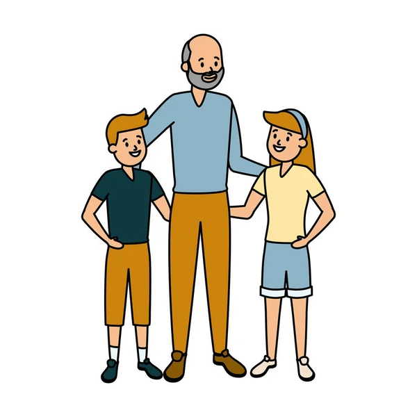 Abuelo e hijos — Vector de stock