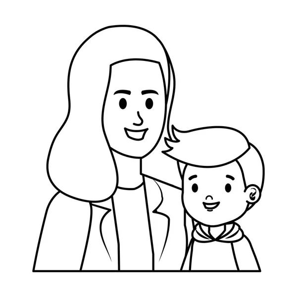 Νεαρή μητέρα με μικρό γιο χαρακτήρες — Διανυσματικό Αρχείο