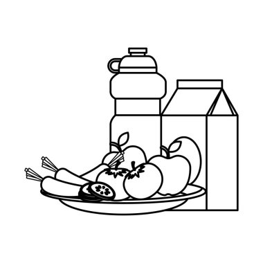 salata ve içecekler ile çanak