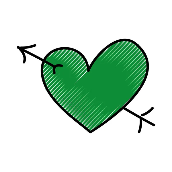 Romantisches Herz Liebe Pfeil Amor Valentin Symbol — Stockvektor