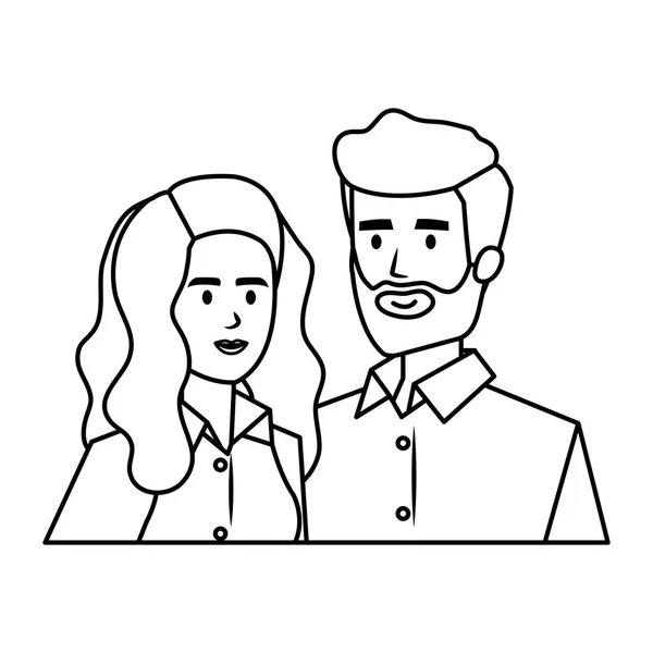 Negocio pareja avatares caracteres — Vector de stock