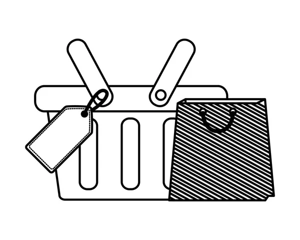 Корзина для покупок и цена сумки — стоковый вектор