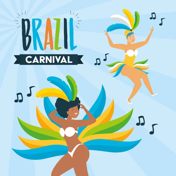 Ballerino brasiliano carnevale — Vettoriale Stock