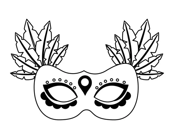 Mask with feather carnival — Stock Vector