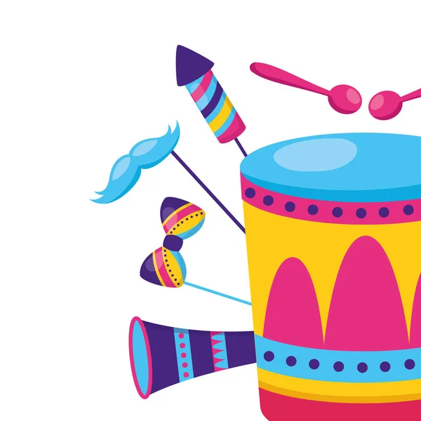 Carnaval de fuegos artificiales de tambor — Archivo Imágenes Vectoriales