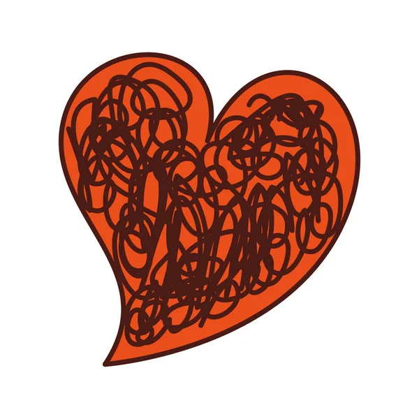 Kalp aşk romantizm tutku doodle görüntü — Stok Vektör