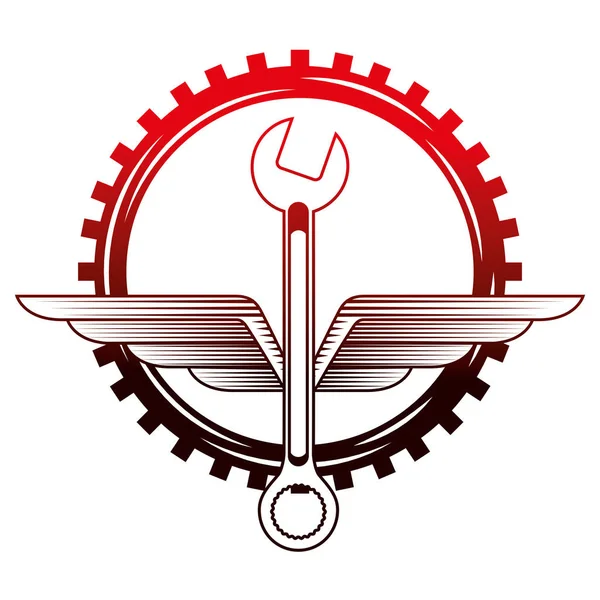 Industria automotriz llave de coche herramienta engranaje motor — Archivo Imágenes Vectoriales