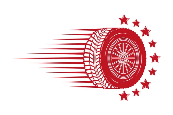 Indústria automóvel roda carro velocidade estrelas emblema —  Vetores de Stock
