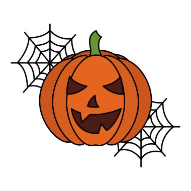 örümcek web izole simgesi ile halloween kabak