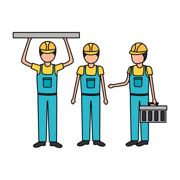 Trabajadores equipos de construcción — Vector de stock