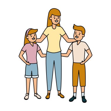 Anne ve oğlu ve kızı.