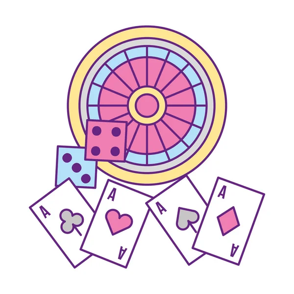 Roulette dices and aces casino game — Stock Vector