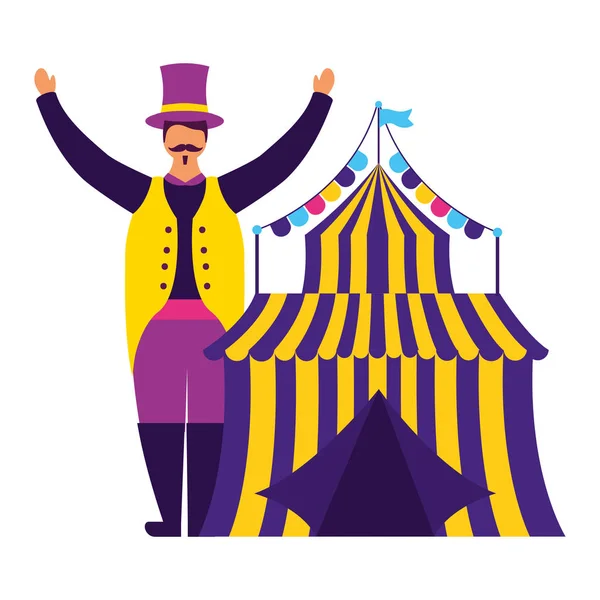 Caractère cirque tente de carnaval — Image vectorielle