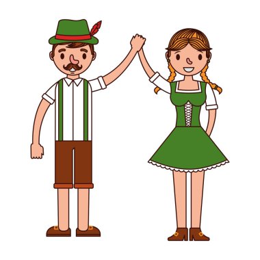 Alman çift ile tipik kostüm