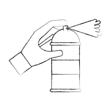 elinde sprey teneke kutu yaratıcı