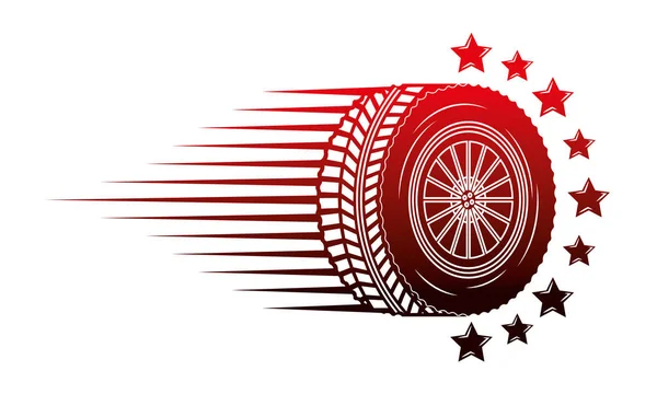 Industria automoción rueda coche velocidad estrellas emblema — Vector de stock