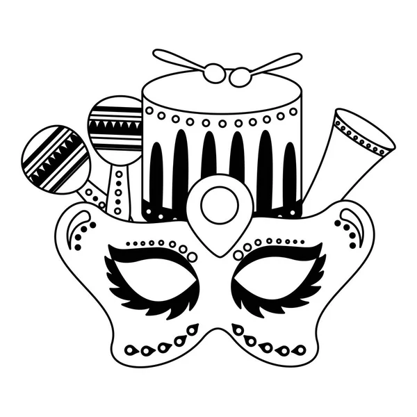Tambor máscara de carnaval — Vector de stock