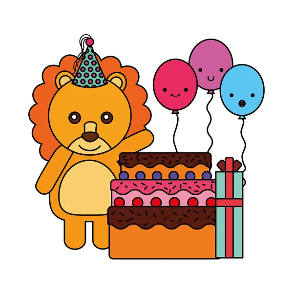 Lindo león cumpleaños regalo globo — Archivo Imágenes Vectoriales
