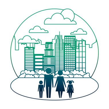 cityscape siluet avatarları aile