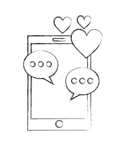 Мобільне кохання бульбашки мовлення смартфона — стоковий вектор