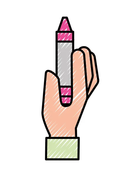 Main tenant crayon stylo couleur — Image vectorielle