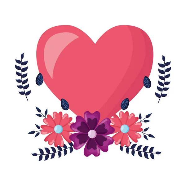 Amor romântico flores do coração — Vetor de Stock